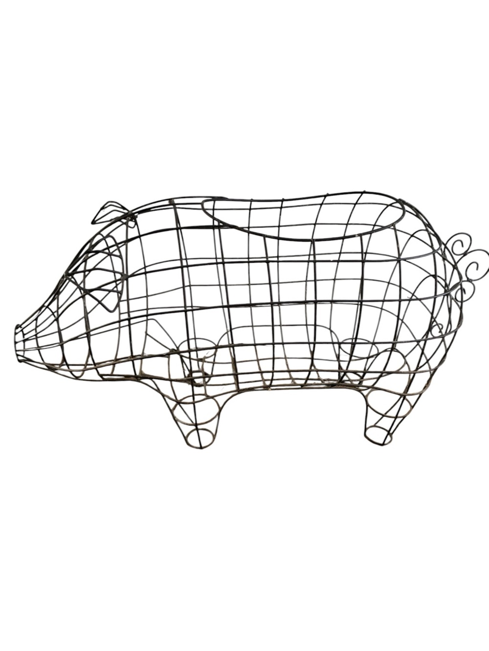 Wire Pig Basket in Rustic metal approx 20” length Large sow French country